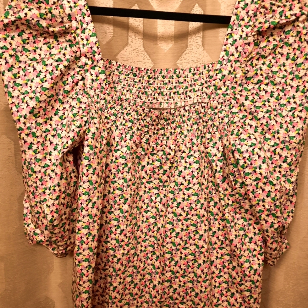 H&M green, pink and yellow blouse/top